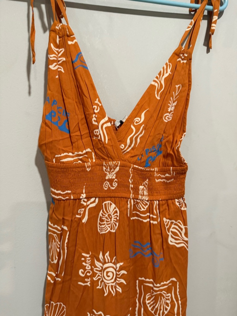 Patrons of Peace Rust Maxi Dress with White & Blue Boho Motif - Picture 2 of 10